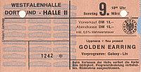 Golden Earring show ticket#1242 Dortmund (Germany) - Westfalenhalle II March 09 1975